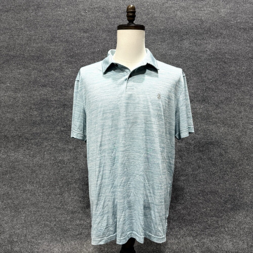 Izod Golf Polo Men's XL Blue Striped Performance Short Sleeve Shirt
